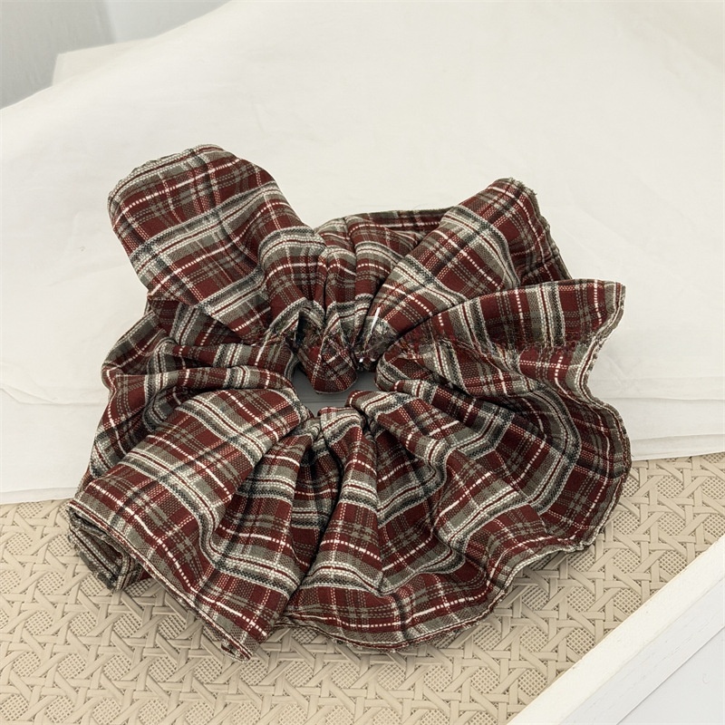 Women's Daily Cloth Scrunchies Retro Hair Ties Checkered Plaid