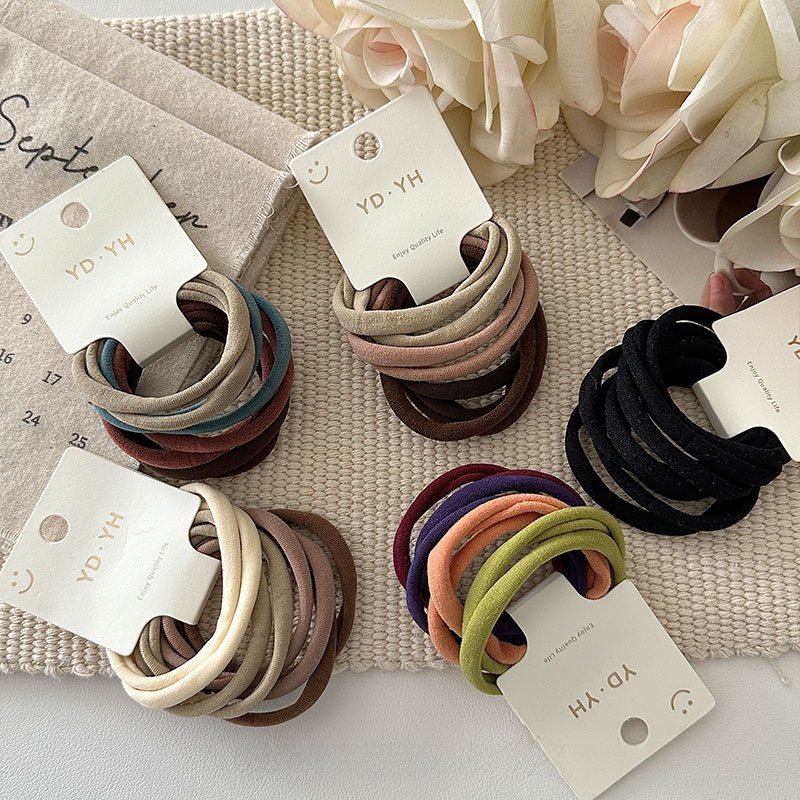 Women's Autumn Cloth Bubble Braid Hair Ties 8Pcs In Blue, Beige, Black