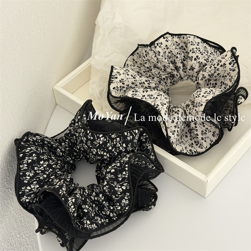 Women's New Style Ditsy Floral Cloth Hair Tie in Elegant Beige