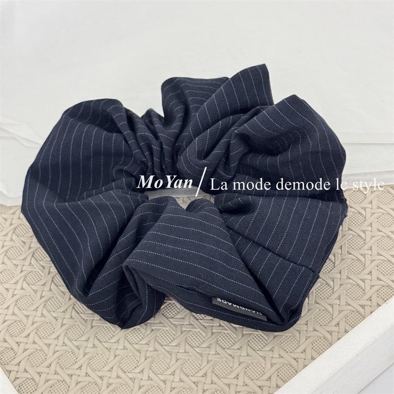 Women's Large Striped Fabric Hair Band Elastic Casual Ponytail Holder