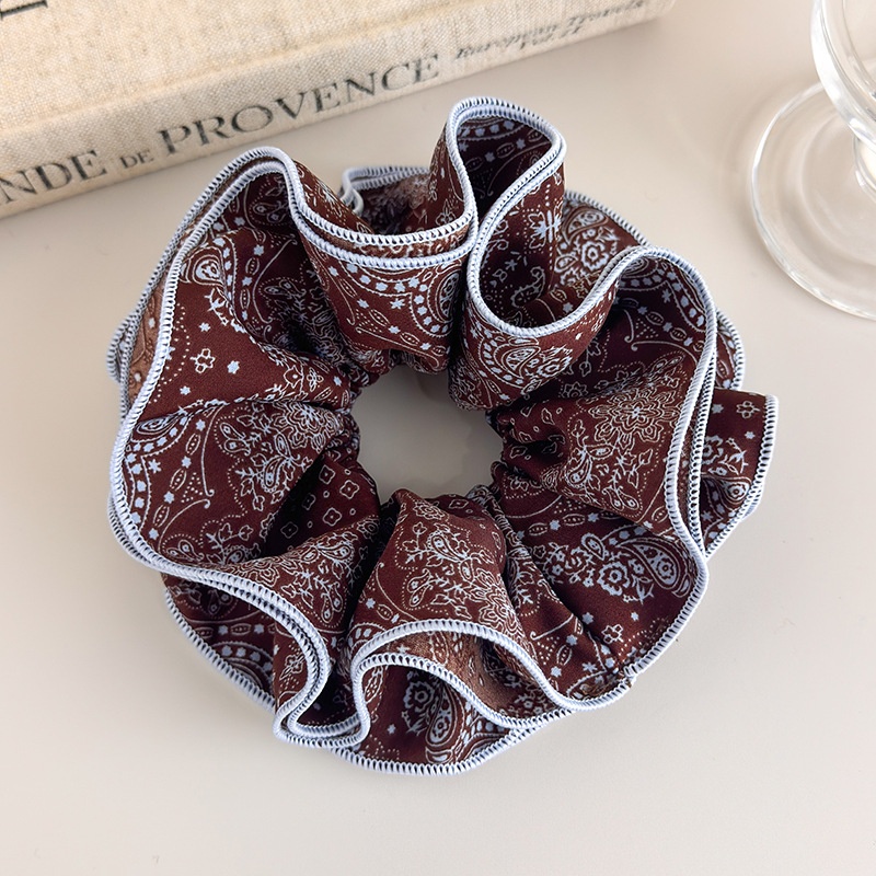 Women's Romantic Cloth Scrunchie Vintage Black White Coffee Paisley