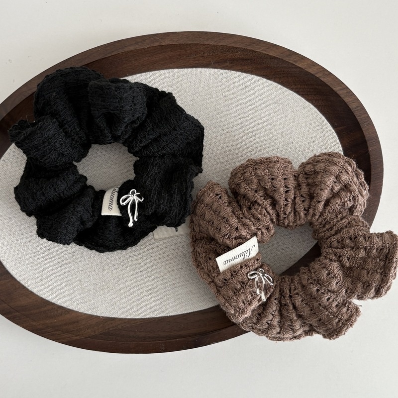 Women's Autumn Winter Knitted Wool Elastic Bun Hairband Solid Color