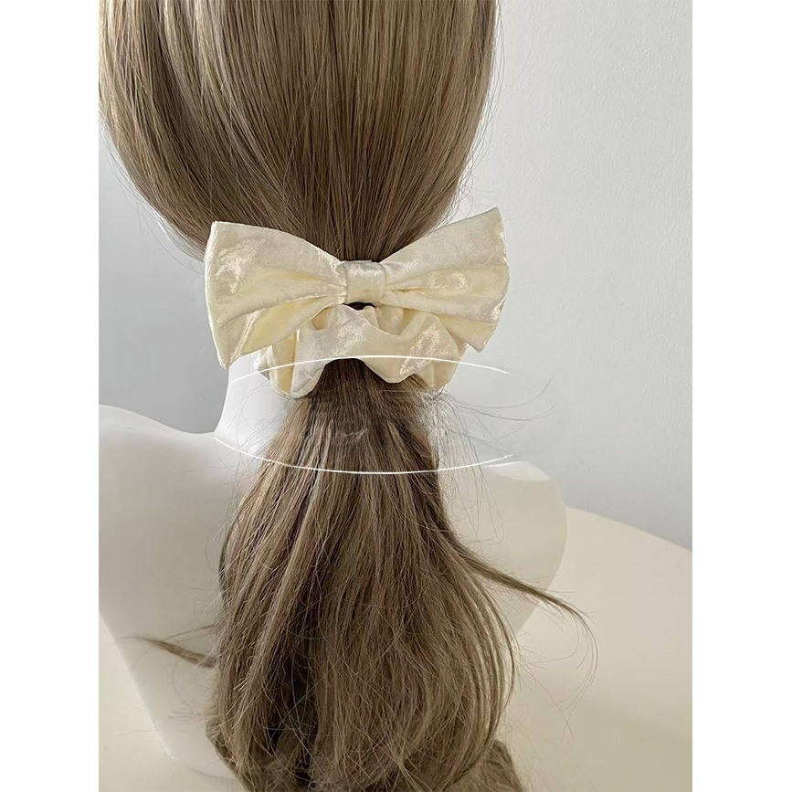 Women Autumn Winter Velvet Bow Hair Band Elastic Scrunchie Solid Color