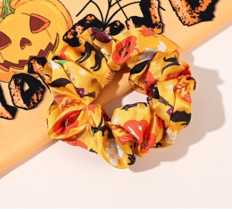 Women's Elastic Halloween Hair Tie Funny Pumpkin Skull Pattern