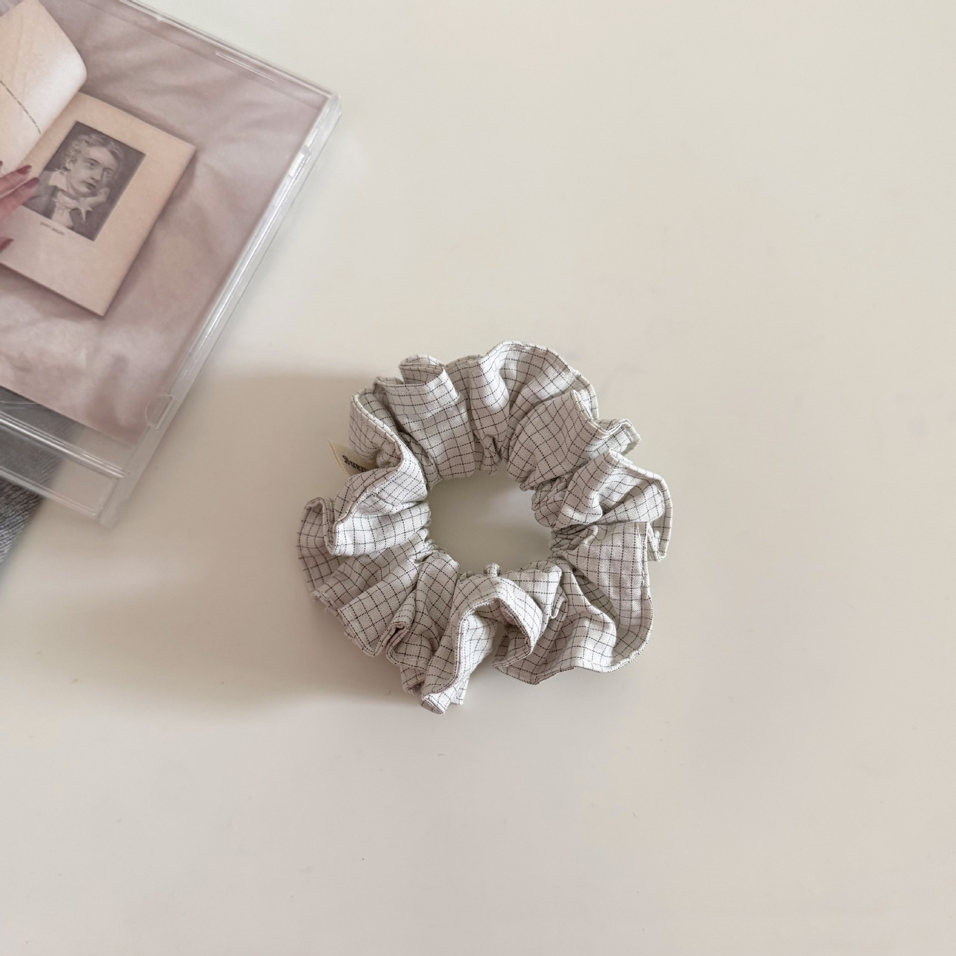 Women's Simple Spring Cloth Hair Tie Everyday Accessory Black Plaid