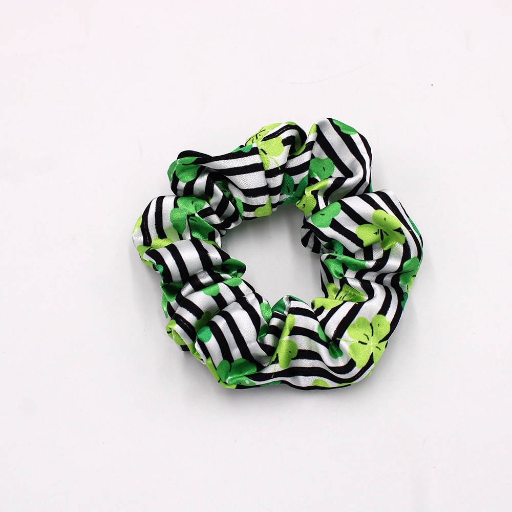 Women's Big Bow Hair Tie Headband Green Shamrock St. Patrick's Polyester