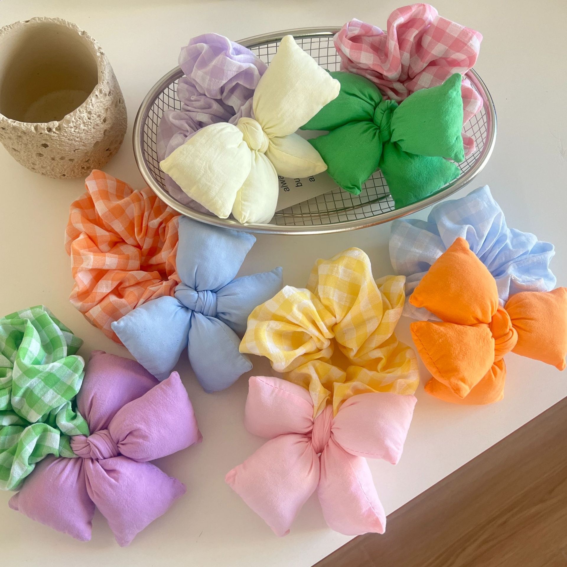 Women's Summer Cute Butterfly Bowknot Fabric Scrunchie Elastic Hair Ties