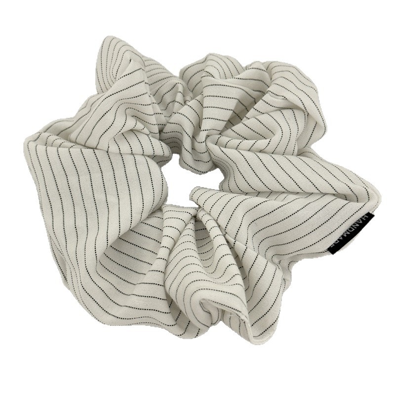 Women's Large Striped Fabric Hair Band Elastic Casual Ponytail Holder