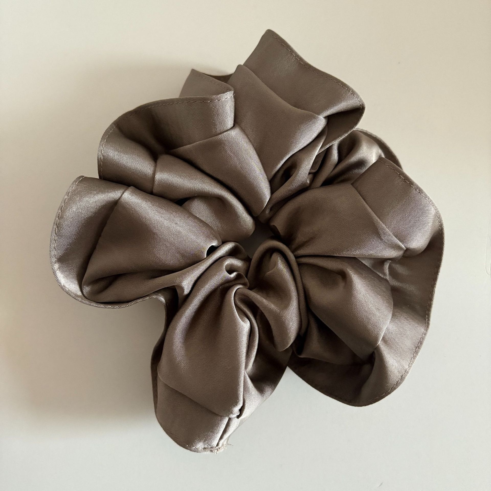 Women's Elegant Satin Scrunchie Hair Tie Solid Champagne Color