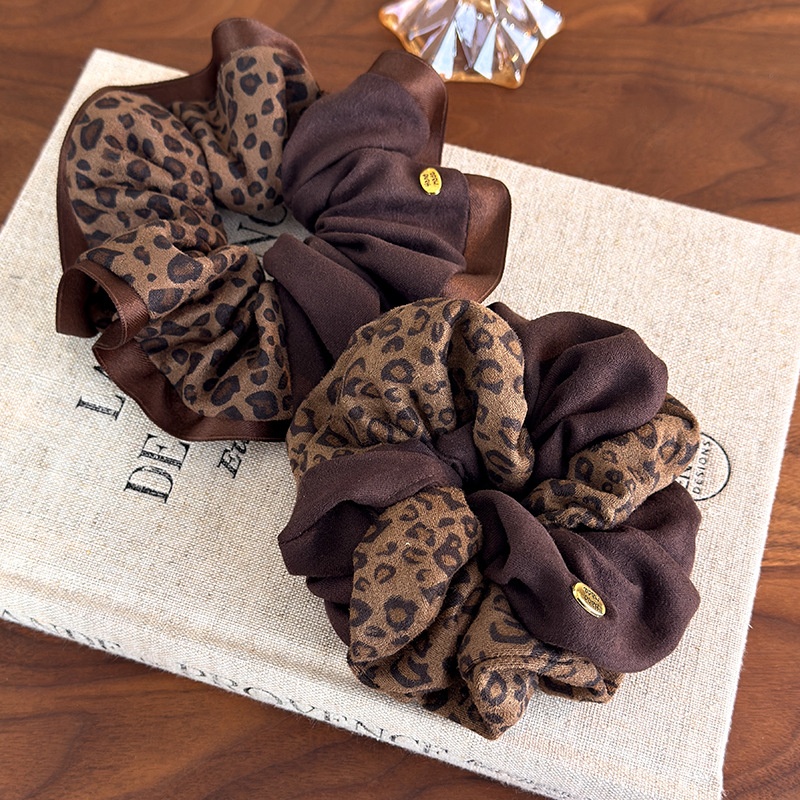 Women's French Style Soft Cloth Hair Scrunchie Leopard Print