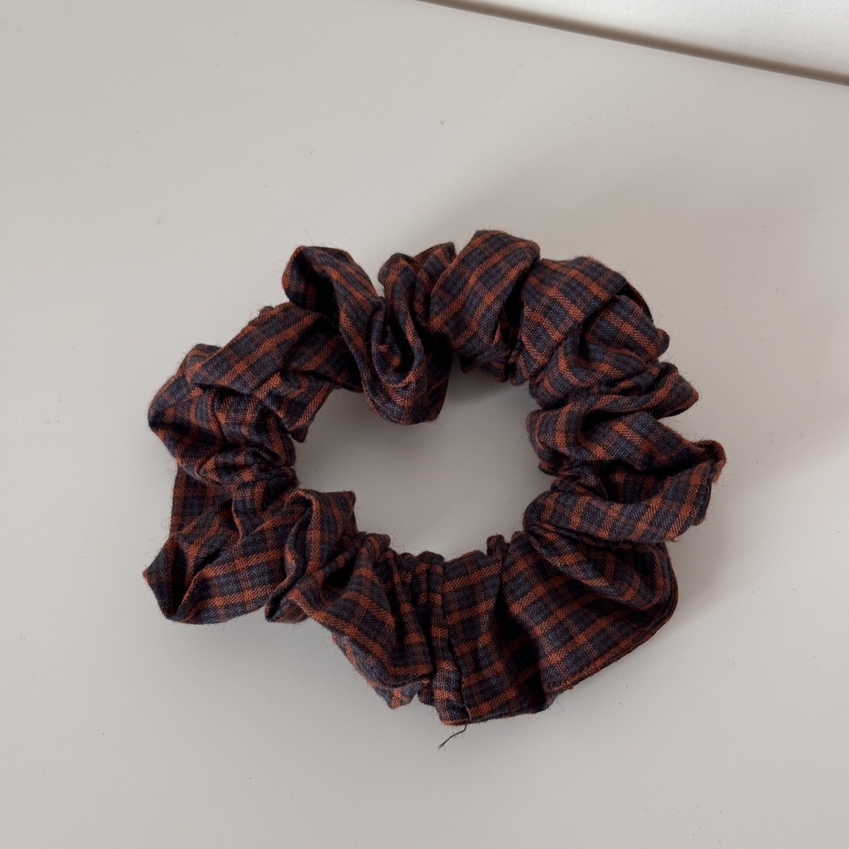 Women's Large Vintage Cloth Elastic Hair Scrunchie Polka Dot Plaid