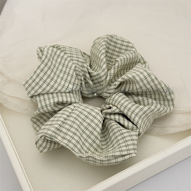 Women's Spring Summer Cloth Hair Tie Accessories Red Green Khaki Plaid