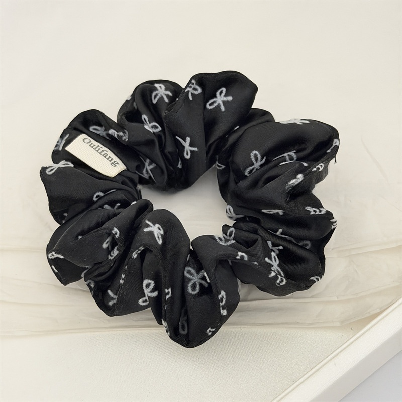 Women's Elegant Soft Satin Bow Knot Hair Tie For Everyday Wear Black