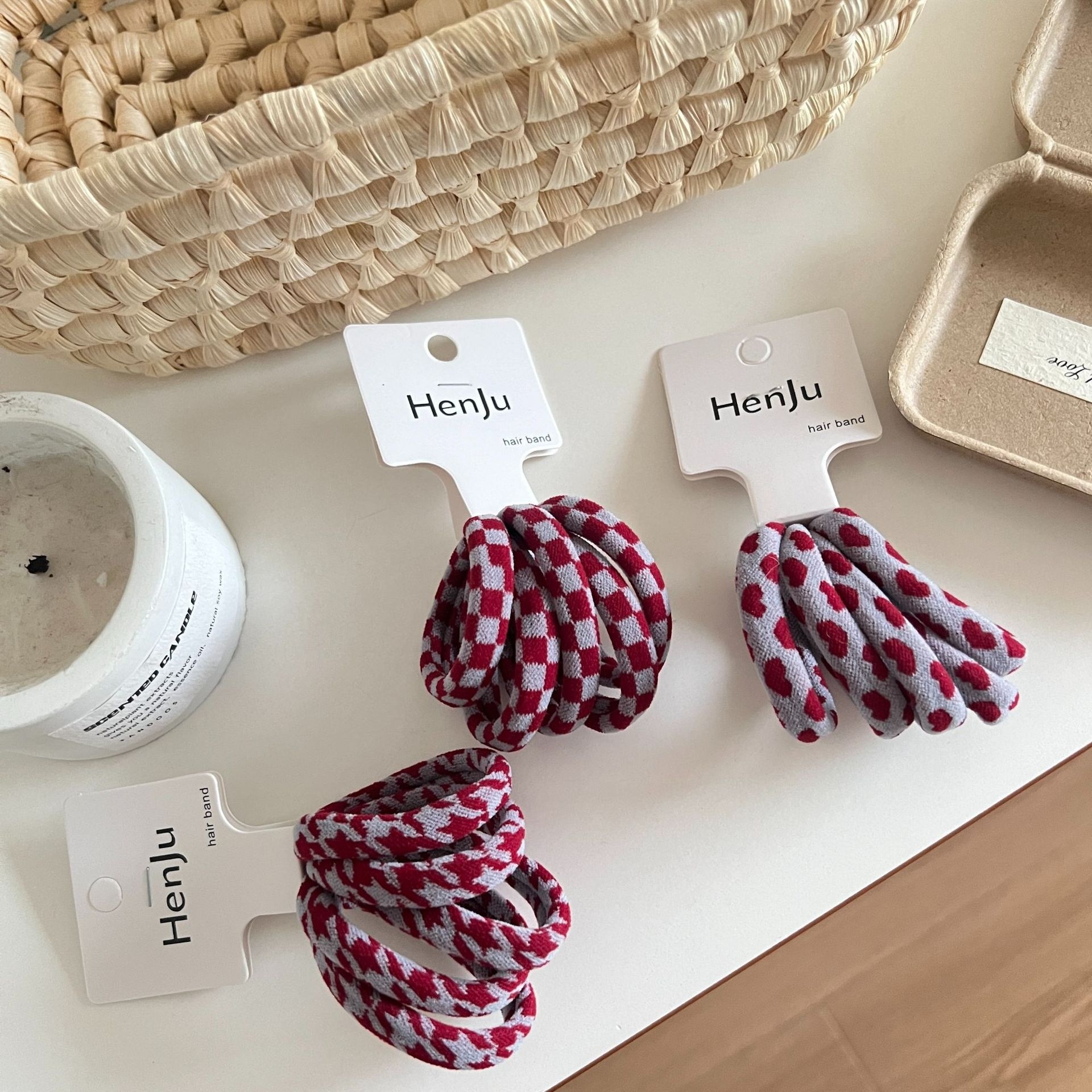 Women's Thickened Non-Damaging Cloth Hair Ties Plaid & Polka Dots