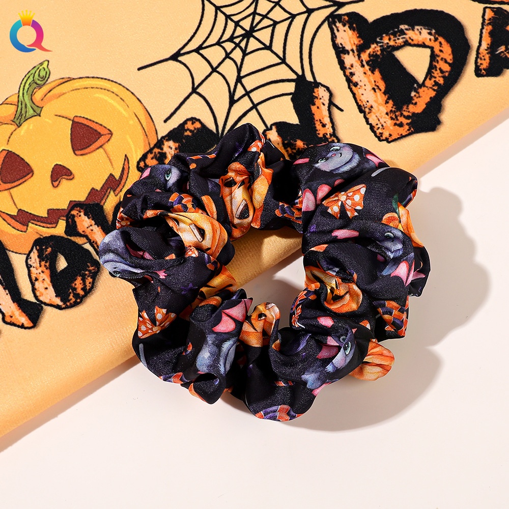 Women's Elastic Halloween Hair Tie Funny Pumpkin Skull Pattern