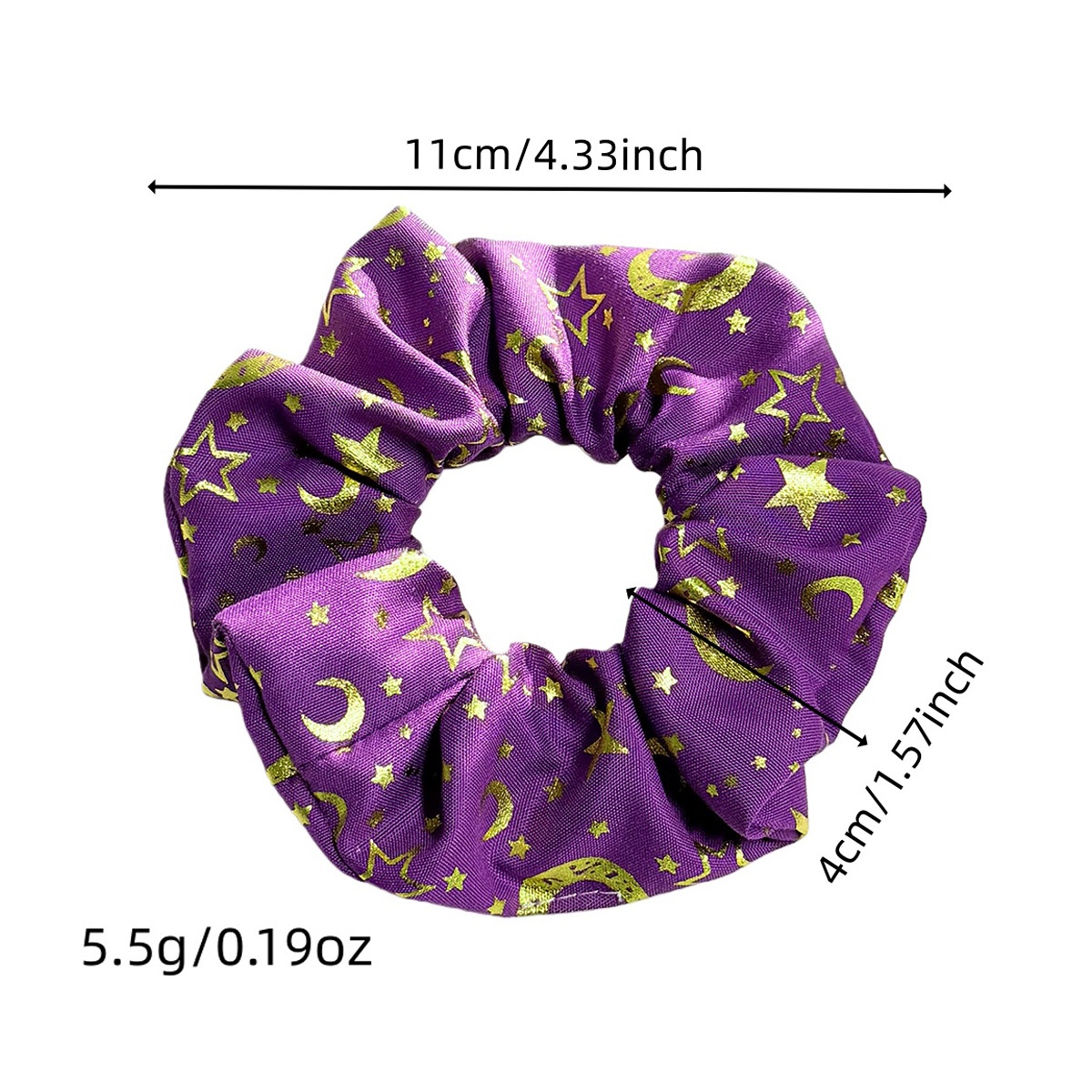 Women's Star & Moon Cloth Hair Tie in Yellow, Stylish All-Season Hair Accessory