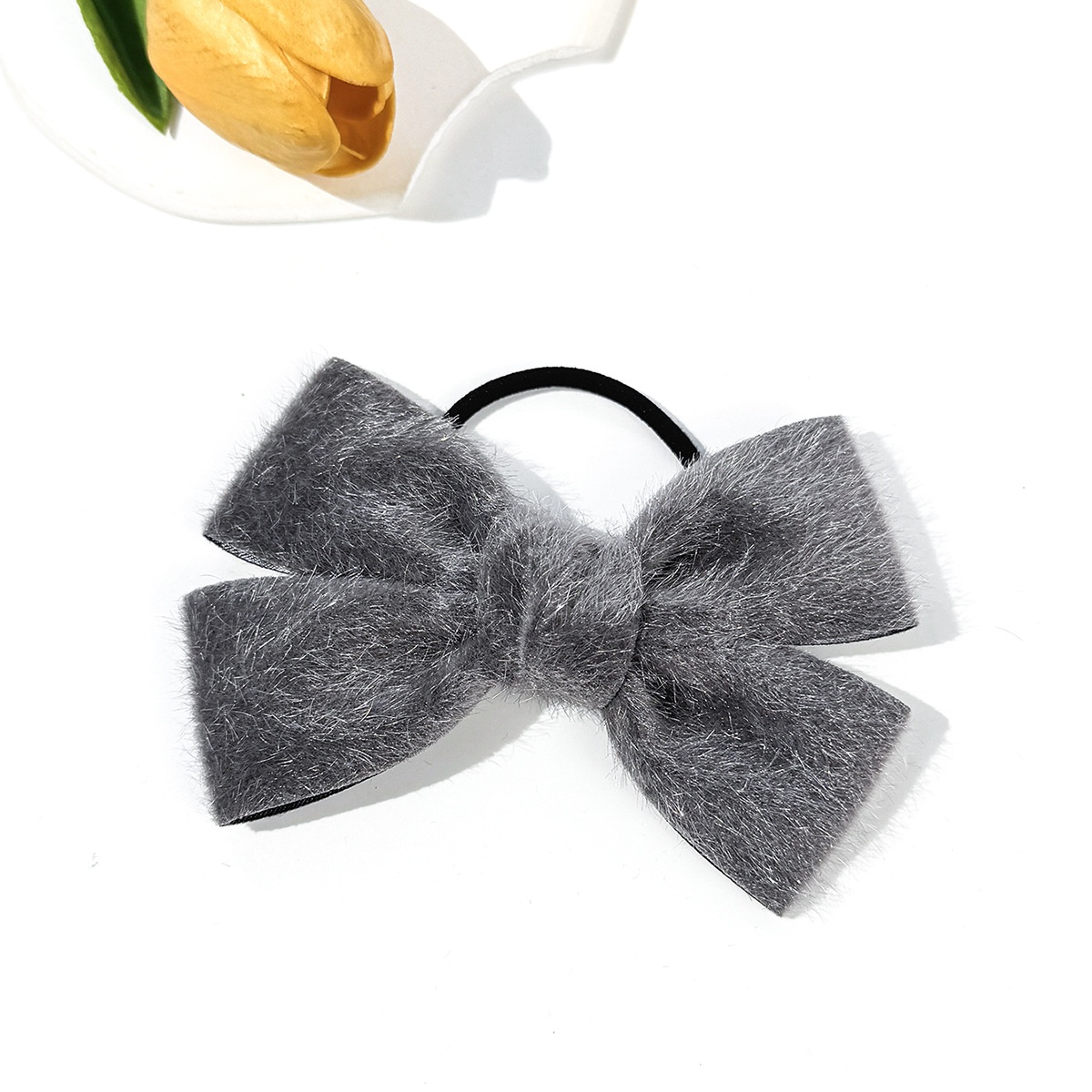 Women's Autumn Winter Plush Velvet Hair Tie Vintage Bow Knot