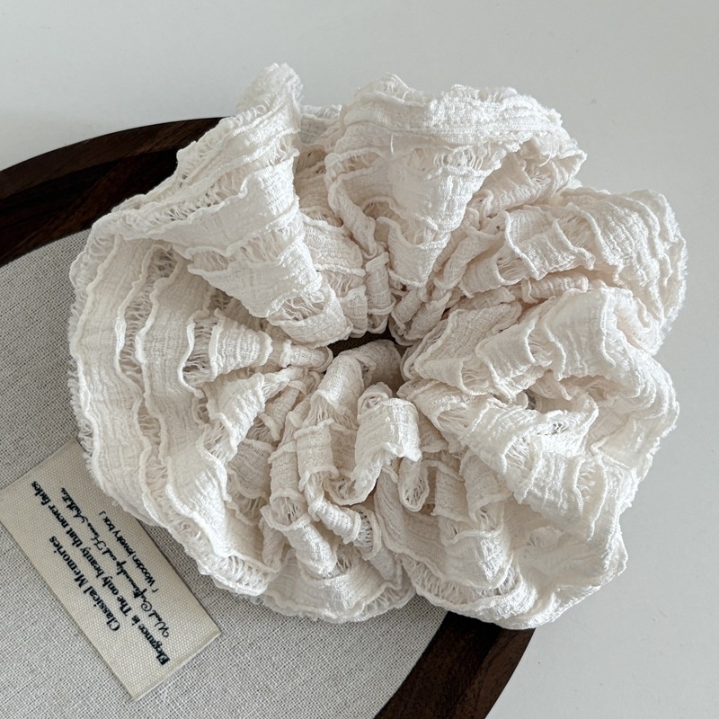 Women's French Soft Lace Bubble Cloud Hair Ties Elegant Solid Color Scrunchies