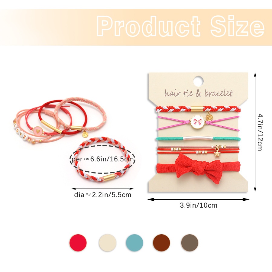 Women Elastic Hair Band Bracelet Metallic Boho Handmade Bowknot