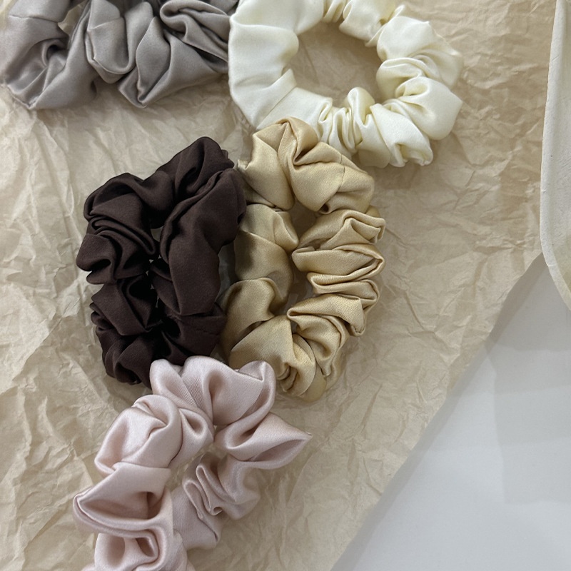 Women's 100% Silk Satin Scrunchie Soft Versatile Hair Tie Solid Color