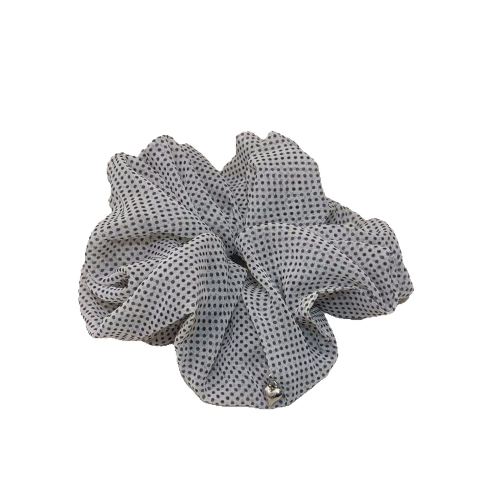 Women's All-Season Gauze Hair Scrunchie Beige Polka Dots Bow Knot
