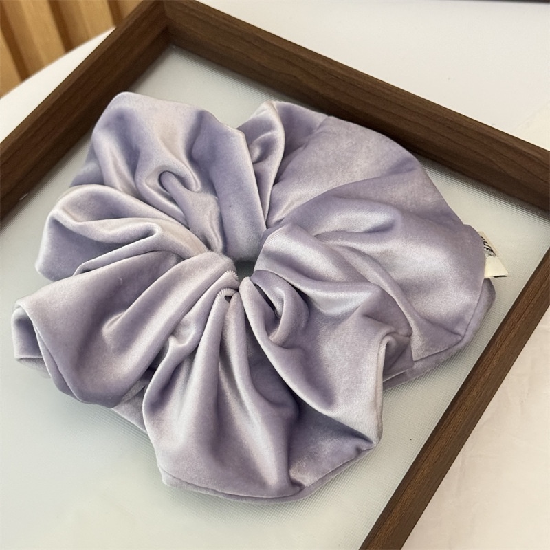 Women's Elegant Velvet Hair Tie For Winter Styling Solid Beige