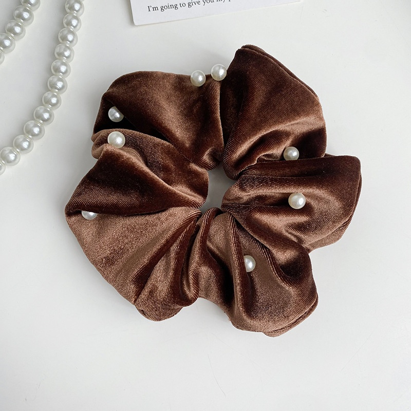 Women's Velvet Pearl Hair Ties Autumn Winter High-End Small Fragrance Style