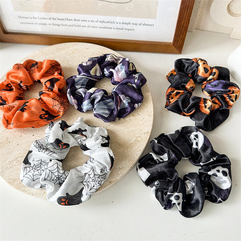 Women's Party Cloth Hair Scrunchie Funny Halloween Pumpkin Print