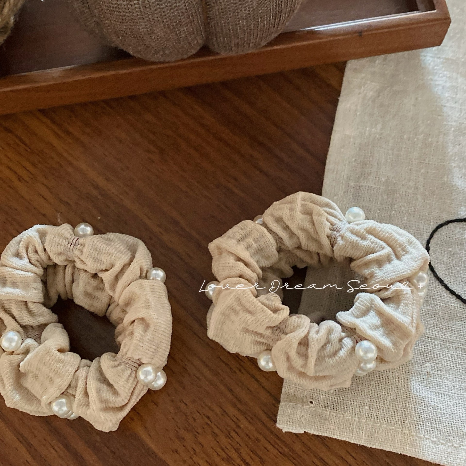 Girls Synthetic Telephone Cord Hair Ties Daily Wear Pearl Neutral Colors