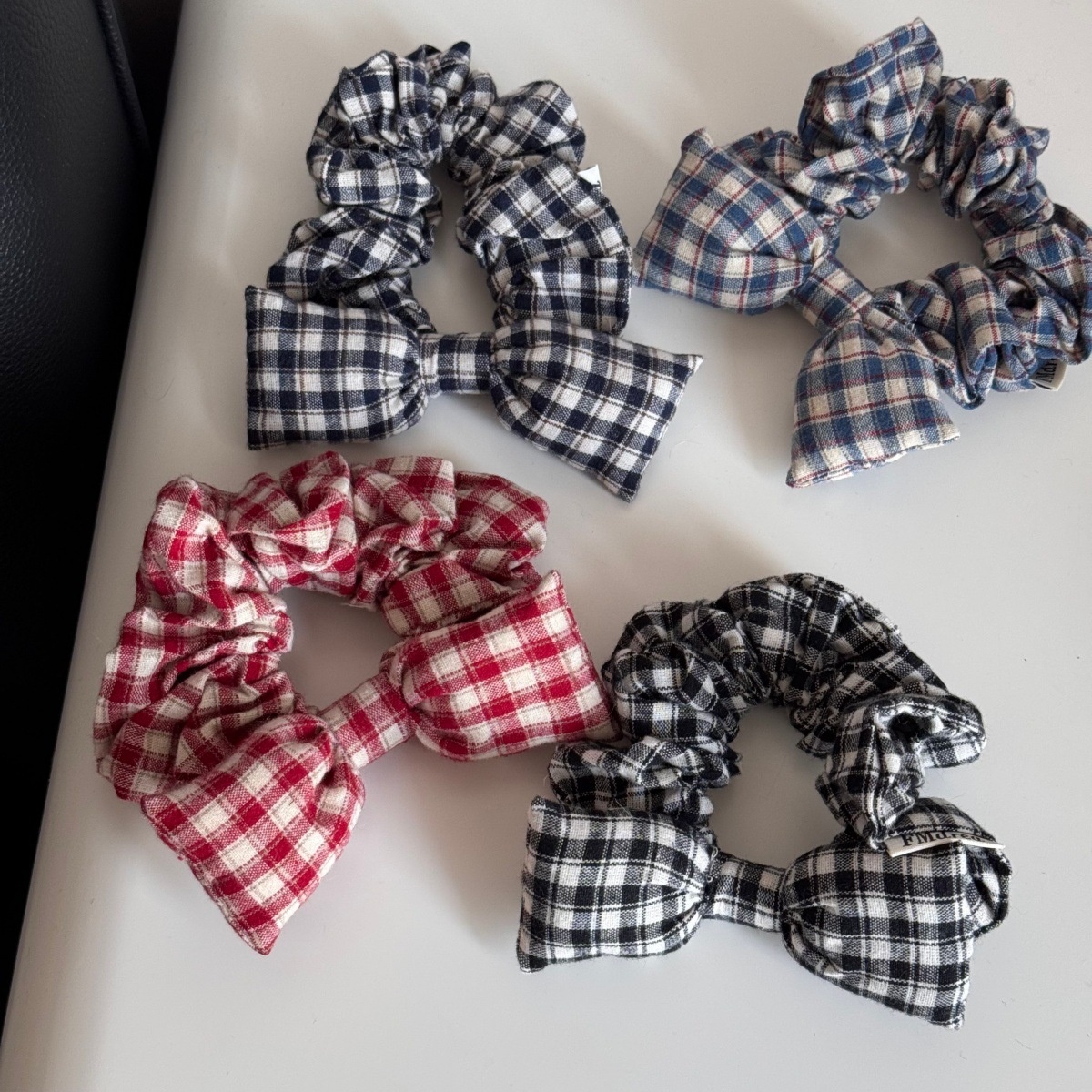 Women's Daily Cotton Bowknot High Elasticity Hair Tie Scrunchie Plaid