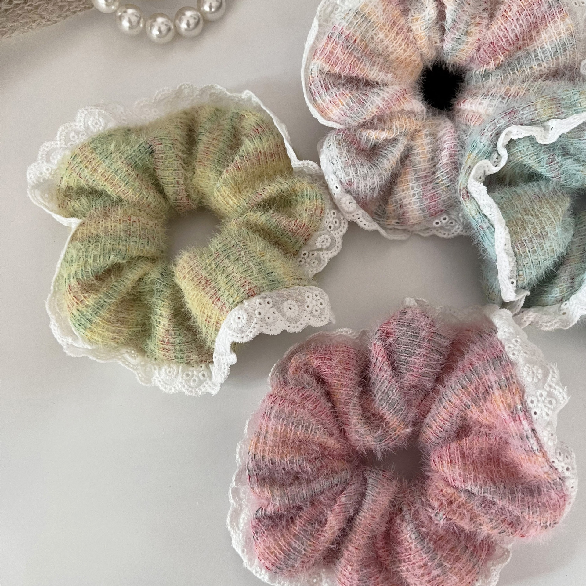 Large Fluffy Lace Edge Hairband Hair Bun Hairband Soft Elastic Hairband Hair Accessory