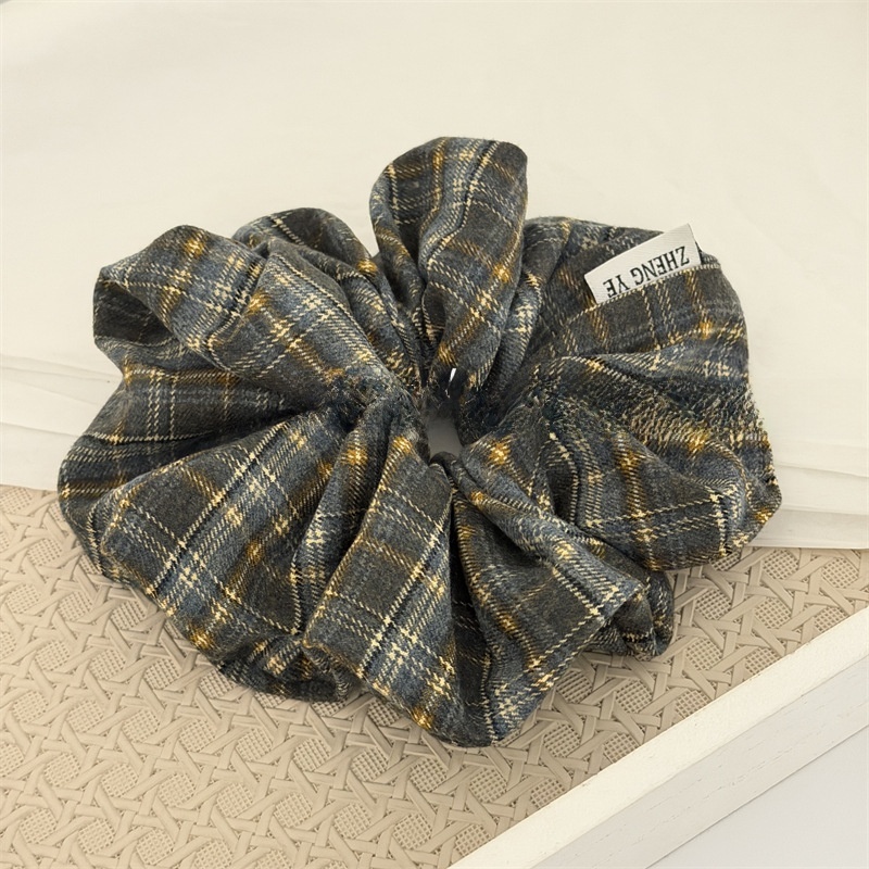 Women's Vintage Flannel Headband Simple Plaid Black White Blue Orange