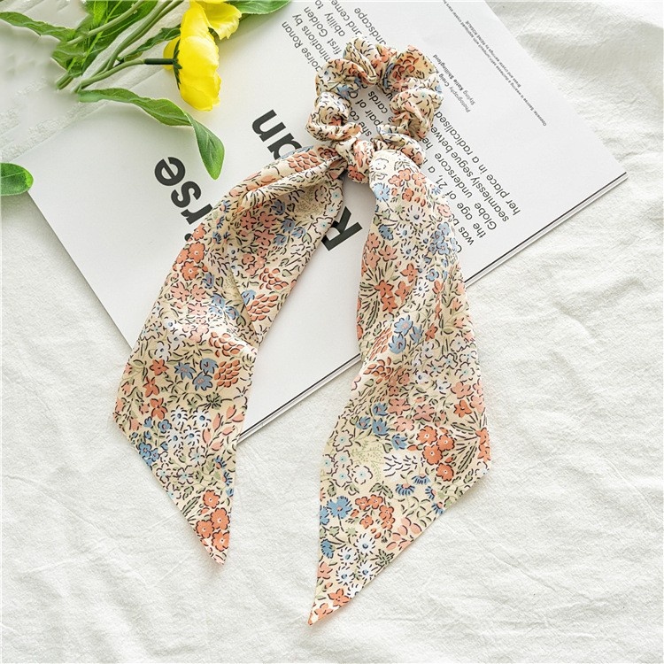 Women's Sweet Fabric Ribbon Hair Tie For Shopping Ditsy Floral