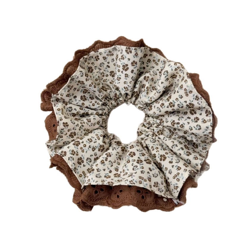 Women's Autumn Cloth Hair Tie Scrunchies Coffee Navy Ditsy Floral