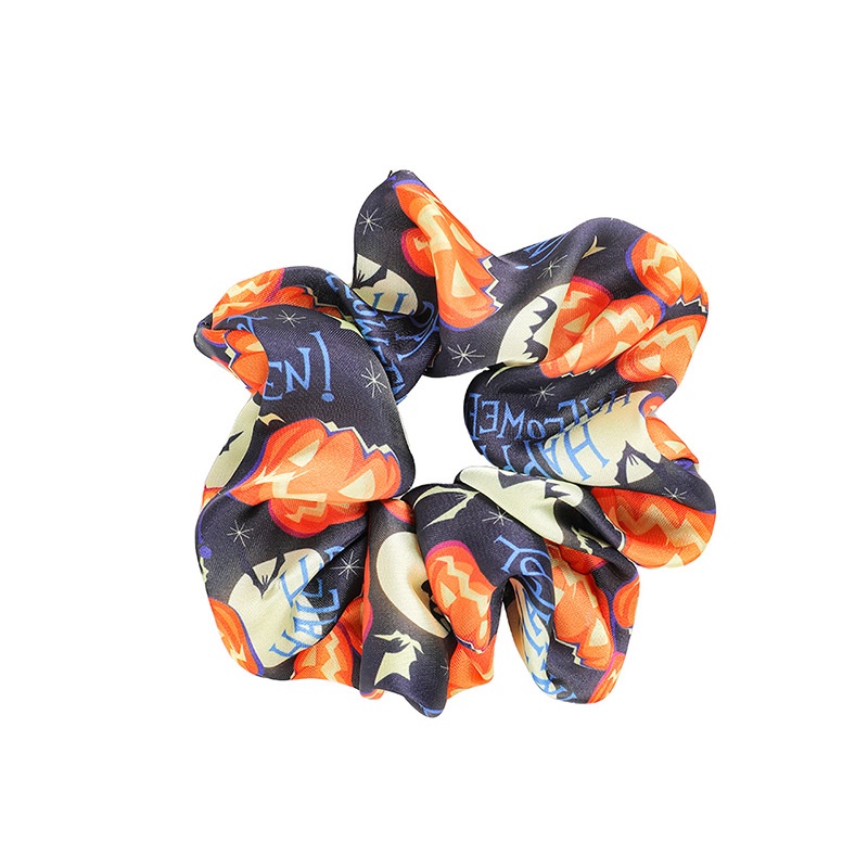 Women's Halloween Cloth Elastic Scrunchies Retro Pumpkin Skull