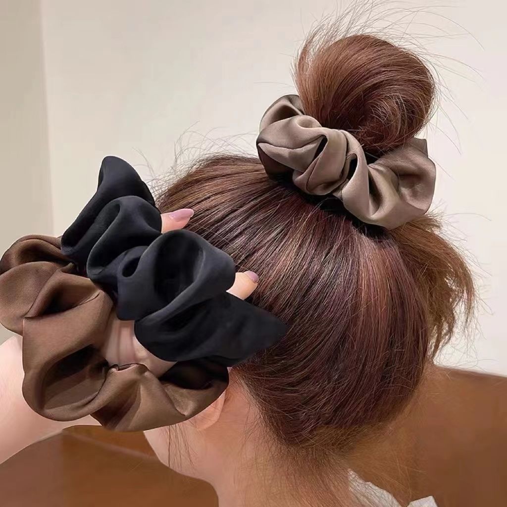 Women's Girls Retro Cloth Hair Tie Scrunchie Solid Color Horse Pattern
