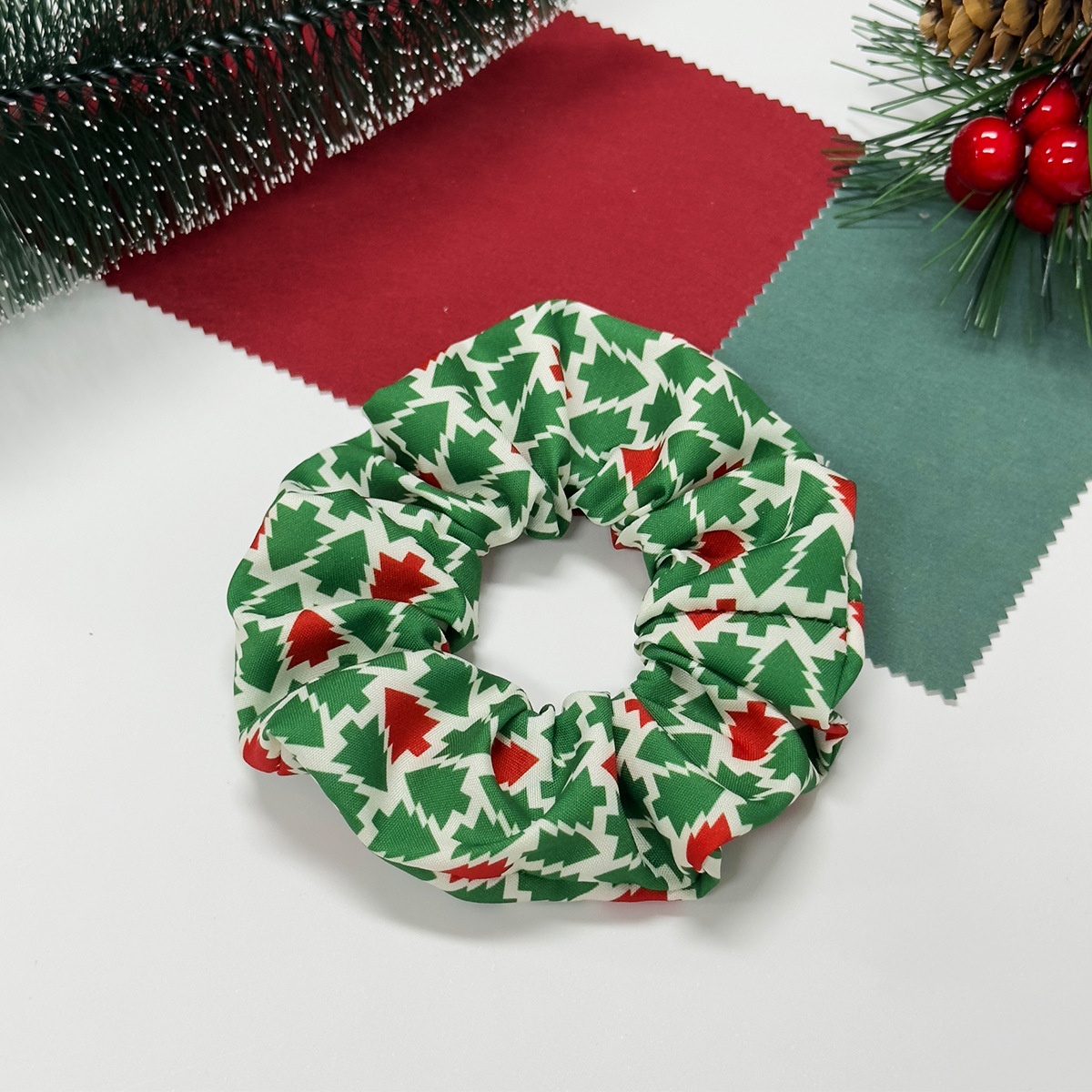 Women's Elastic Cloth Holiday Hair Tie Christmas Tree Snowman Candy Design
