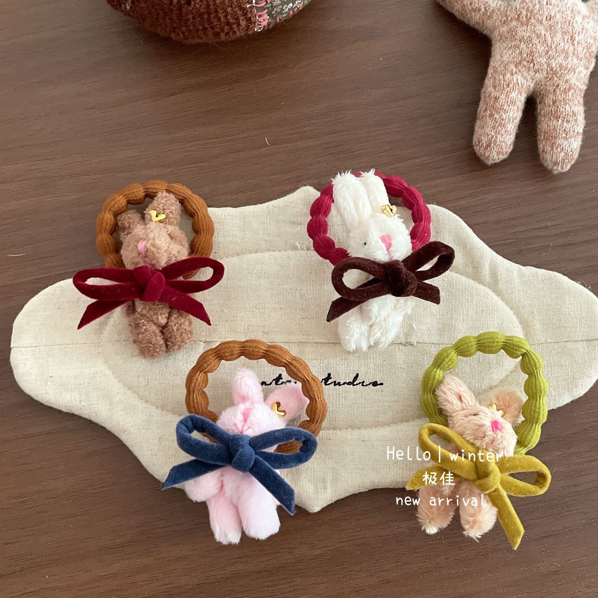 Women's Winter Plush Hair Clip & Thick Elastic Band Floral Animal Print