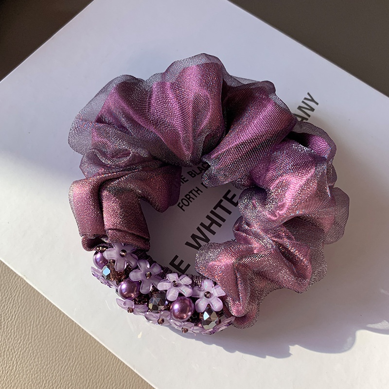 Women's Daily Handmade Organza Hair Tie Scrunchie Shiny Flower