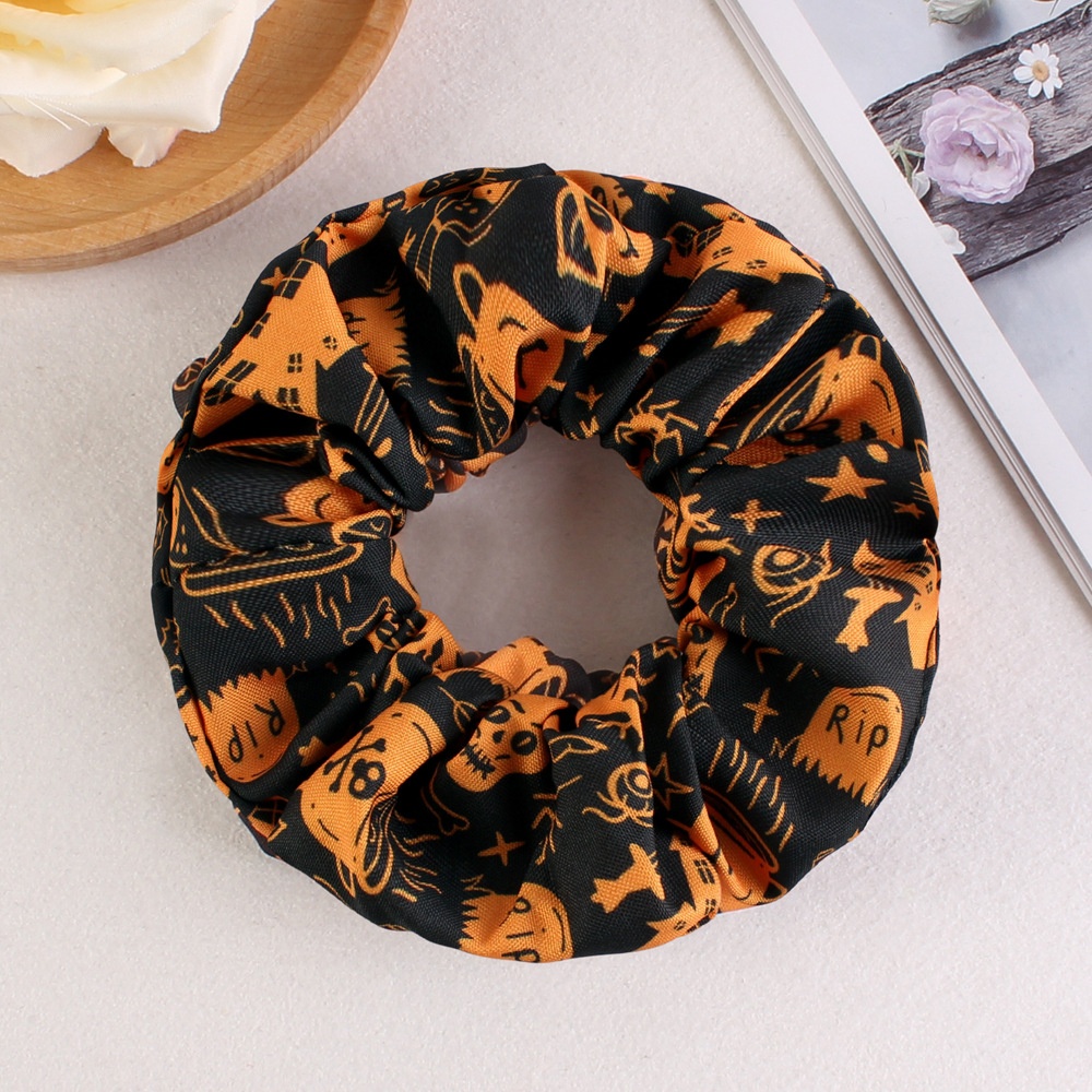 Women's Halloween Party Fabric Hair Scrunchies Colorful Skull Pattern