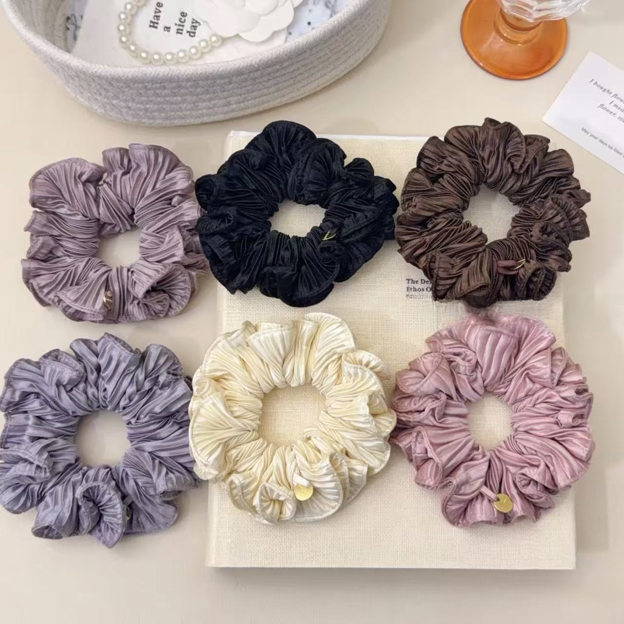 Women's Soft Cloth Hair Tie For Comfortable Daily Styling Solid Pink