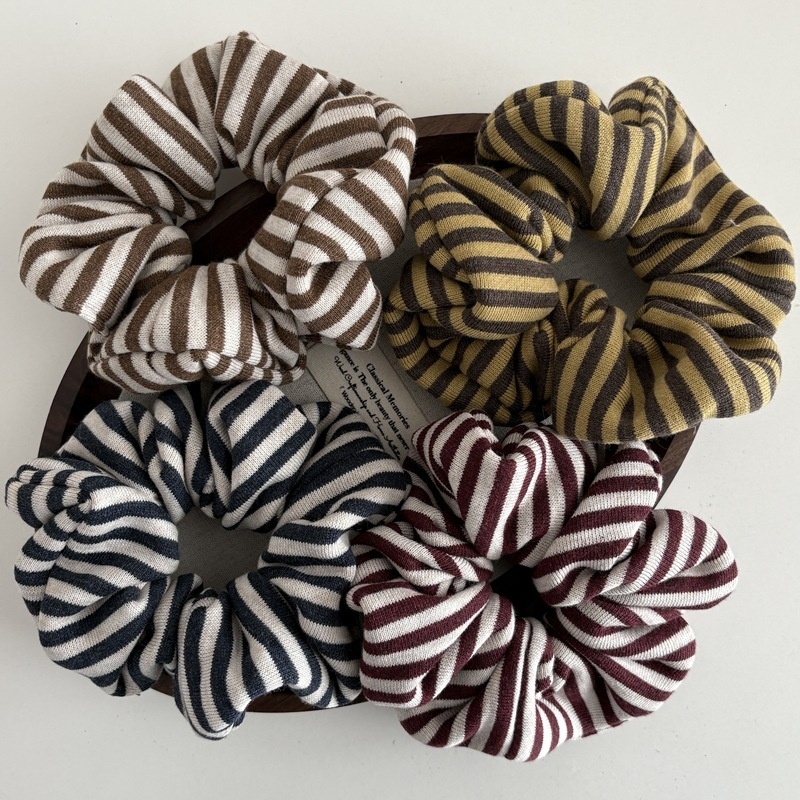 Women's Soft Knitted Winter Hair Elastic Band Striped Color Matching