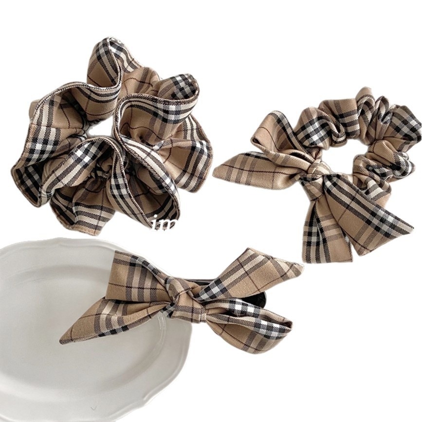 Women's Simple Cloth Lazy Bow Hair Clip For Daily Wear Classic Plaid