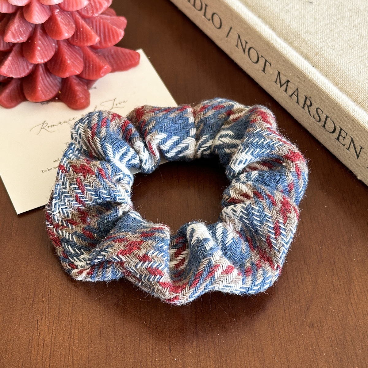 Women's Autumn Winter Polyester Hair Tie Classic Black & Red Plaid