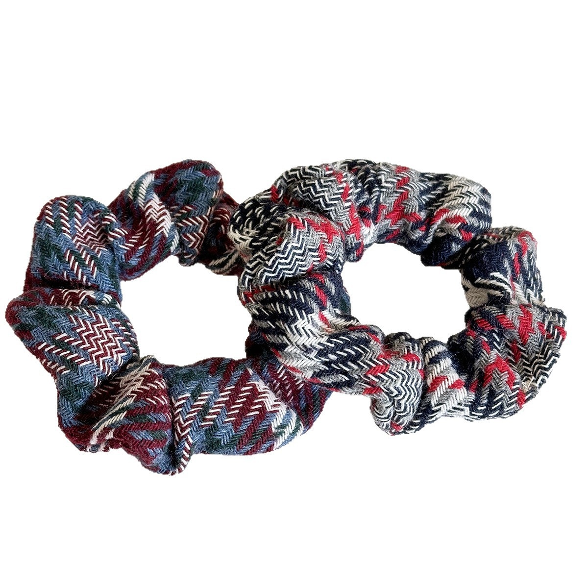 Women's Autumn Winter Polyester Hair Tie Classic Black & Red Plaid