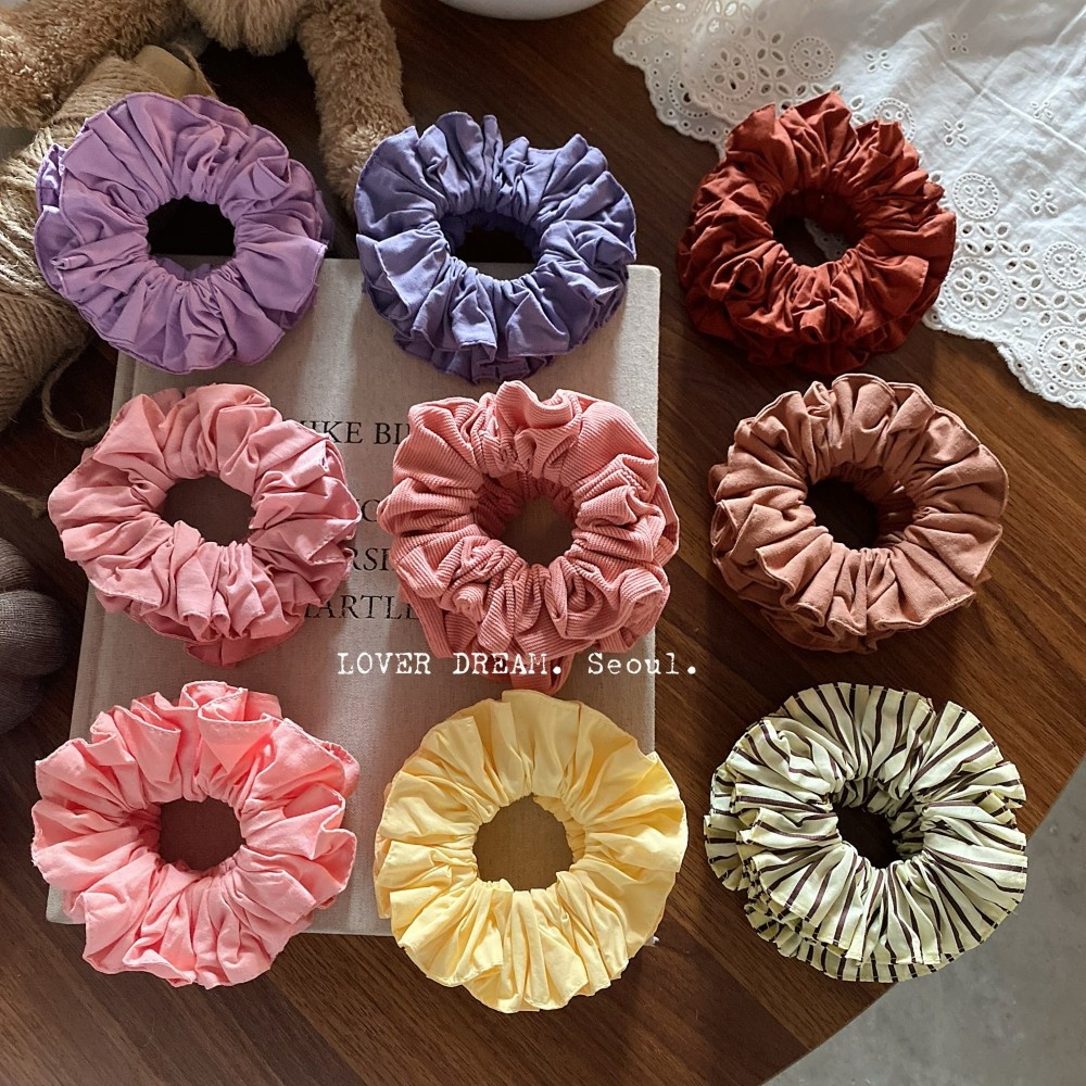 Women's Solid Blue Cloth Hair Tie, Simple Soft Fabric Scrunchie for Summer