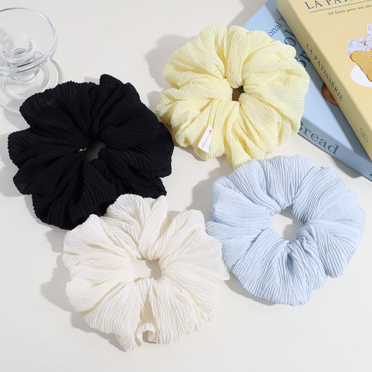 Women's Comfortable Everyday Soft Cloth Hair Tie Solid Color Black