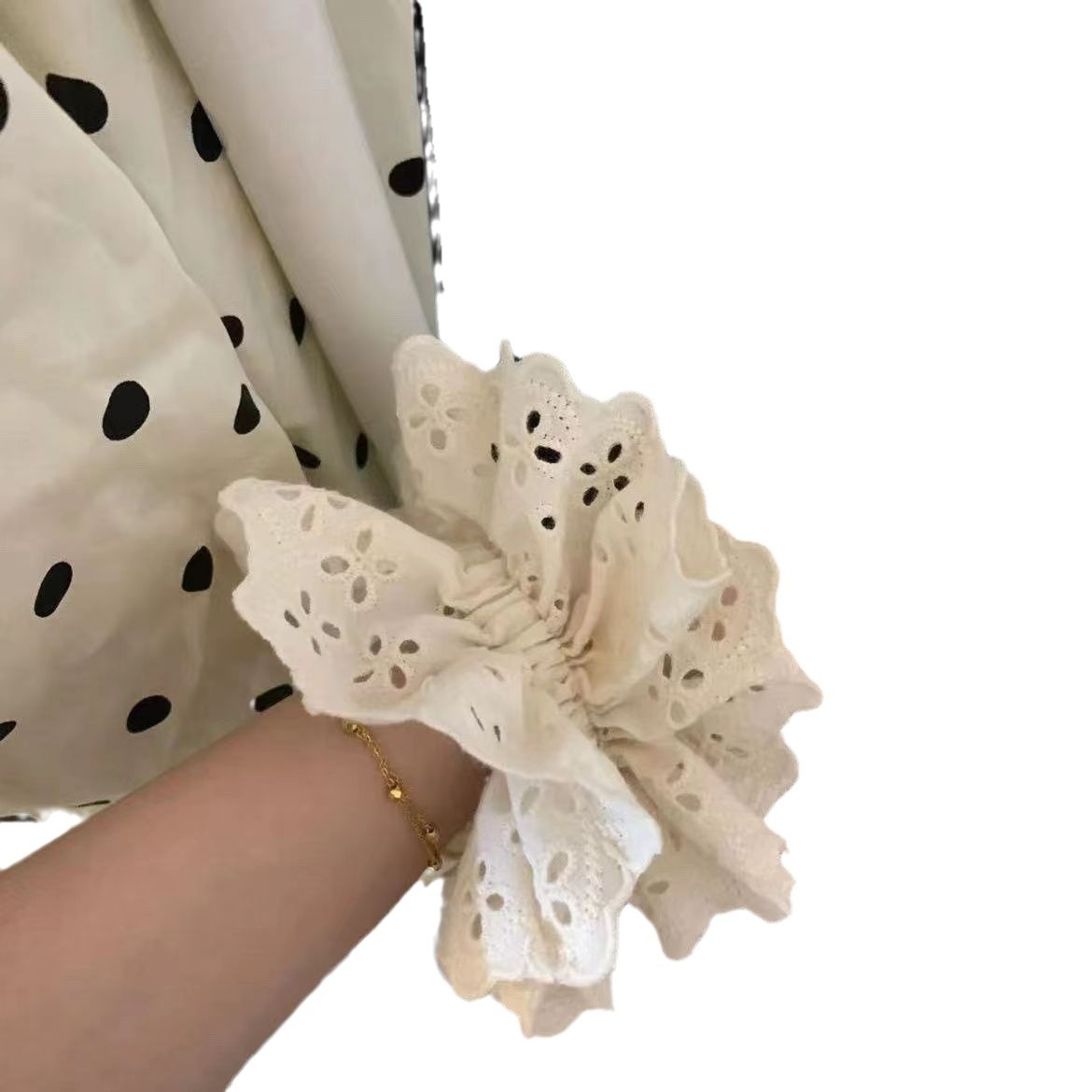 Women's Princess Ballet Fabric Hair Scrunchie White Hollow Lace