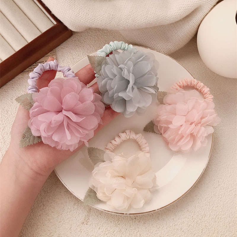 Women's Handmade Spring Ponytail Scrunchie Large Magnolia Flower