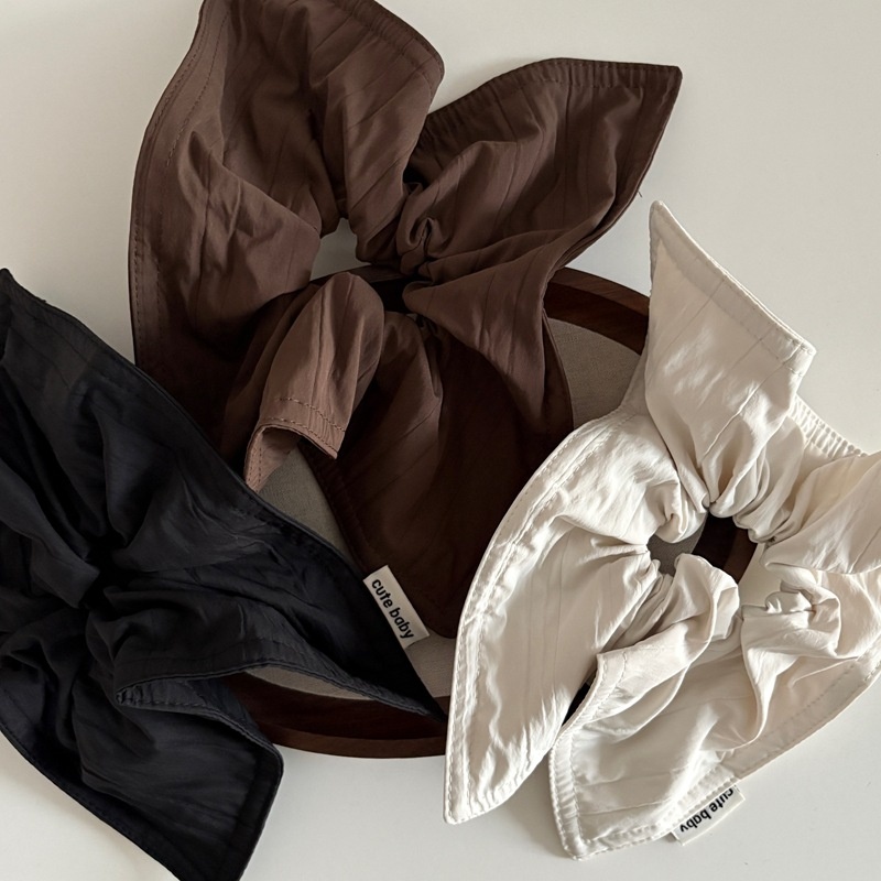 Women's Large Retro Fabric Scarf Hair Tie Autumn Winter Solid Color